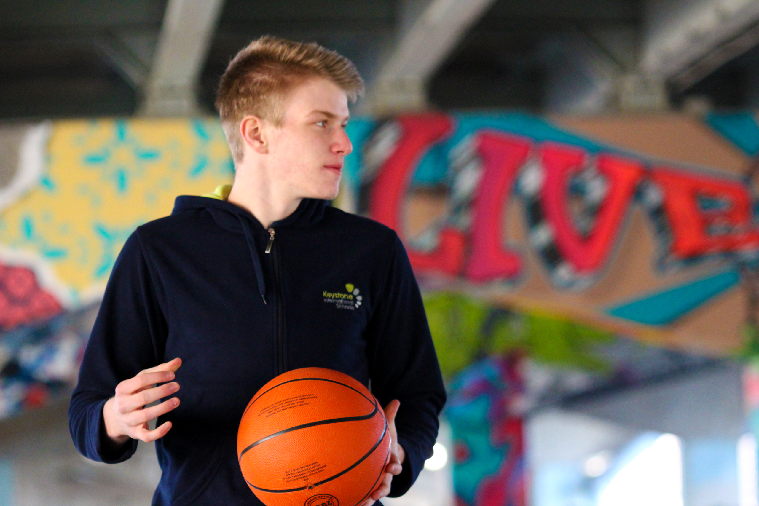 Keystone Student playing basketball