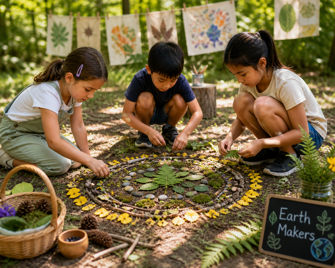 kids working with natural elements