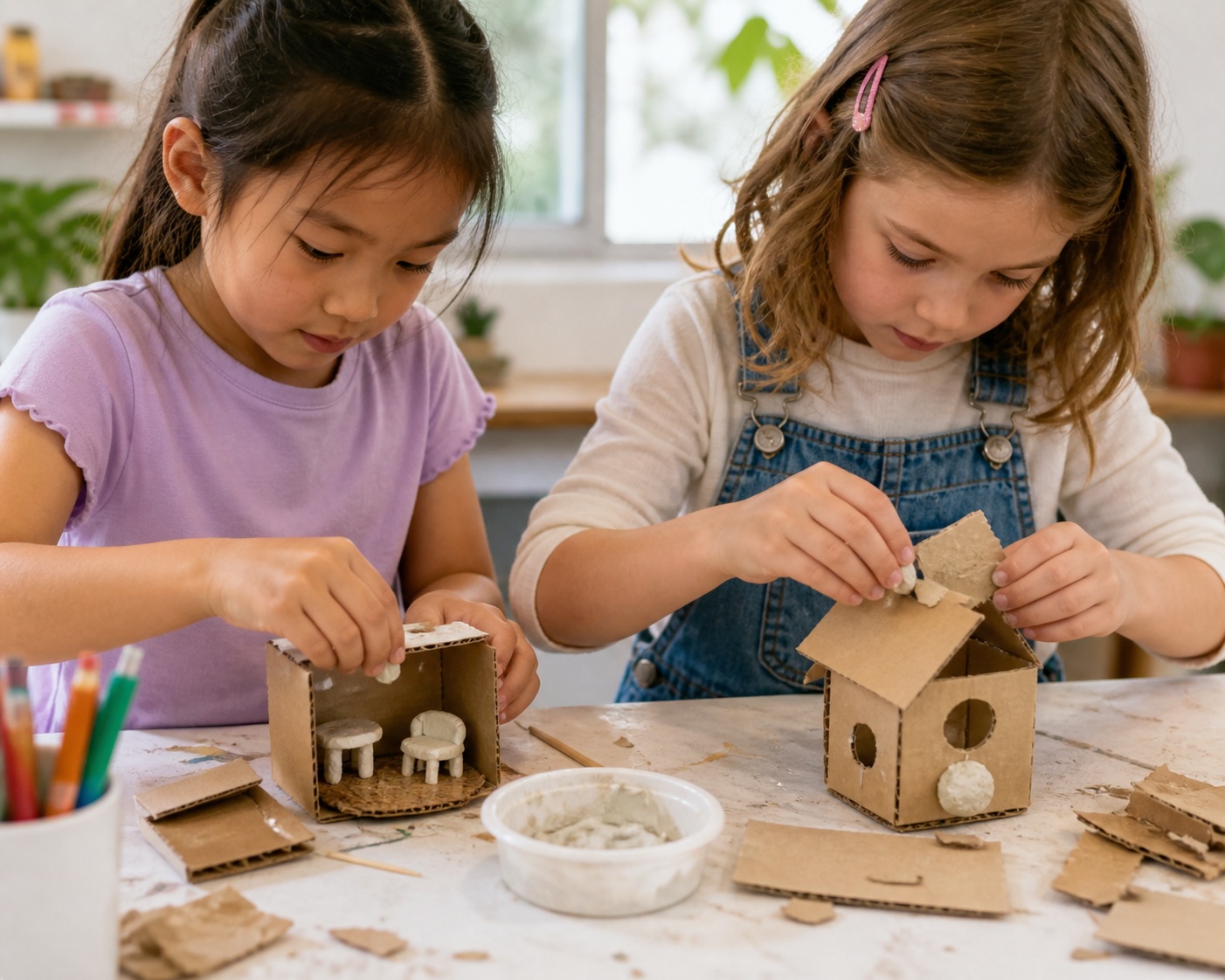 kids working on miniatures